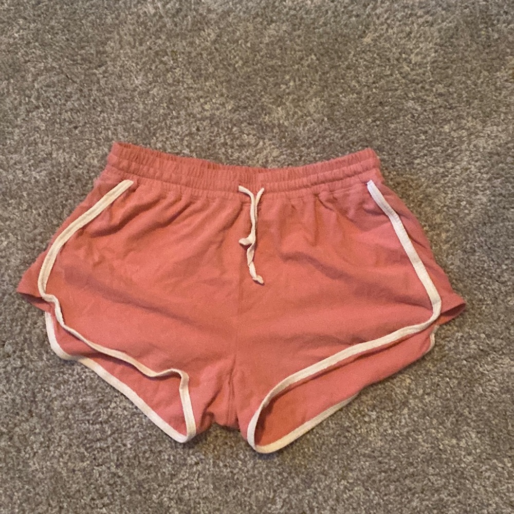 tomboy retro shorts - pink, salmon, white. 100% cotton, drawstring. XXS.